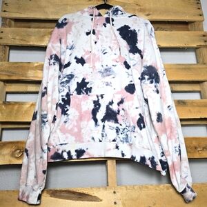 MNML Tie-Dye Hoodie in Pink, Black & White